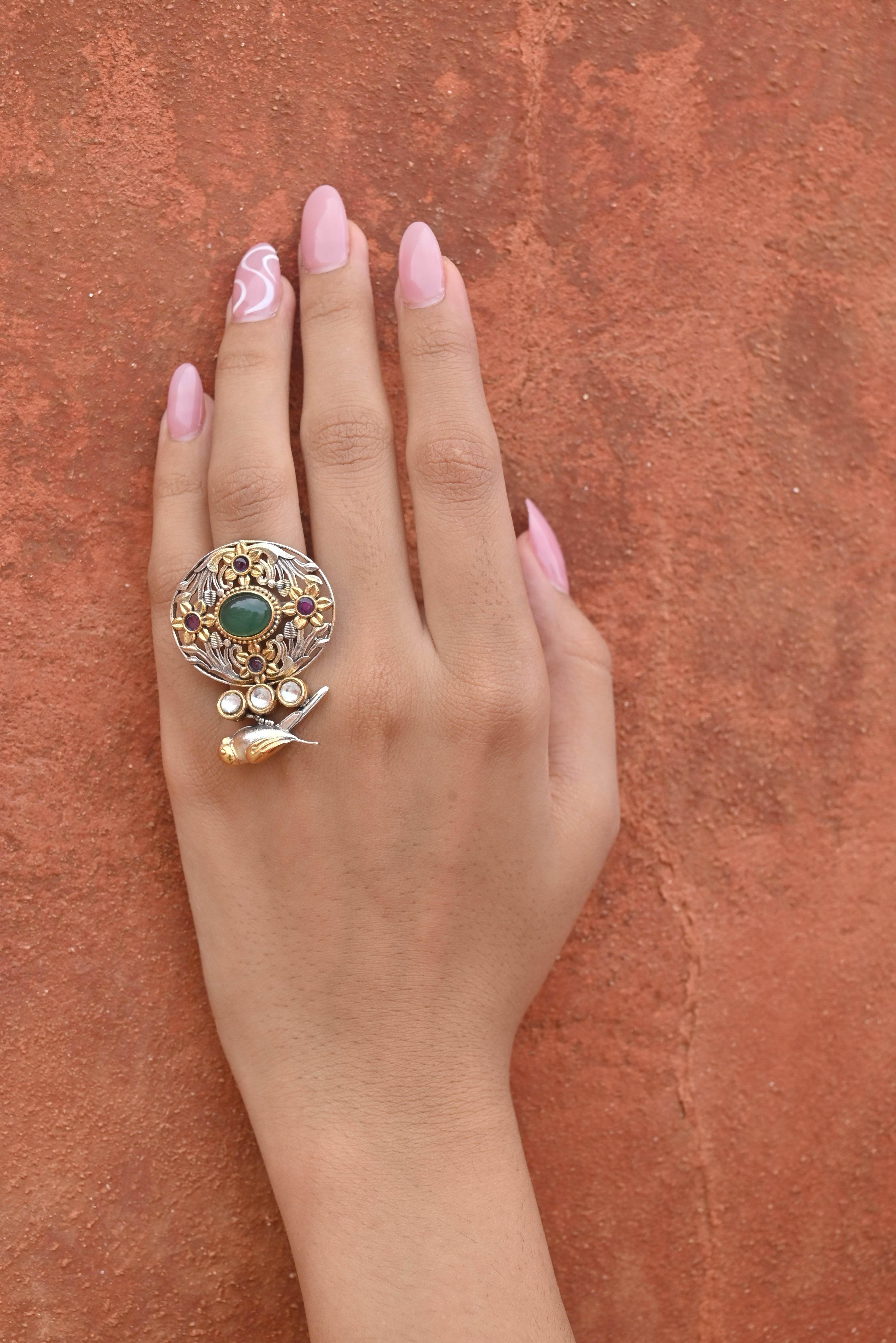 Silver Fusion Green Ring